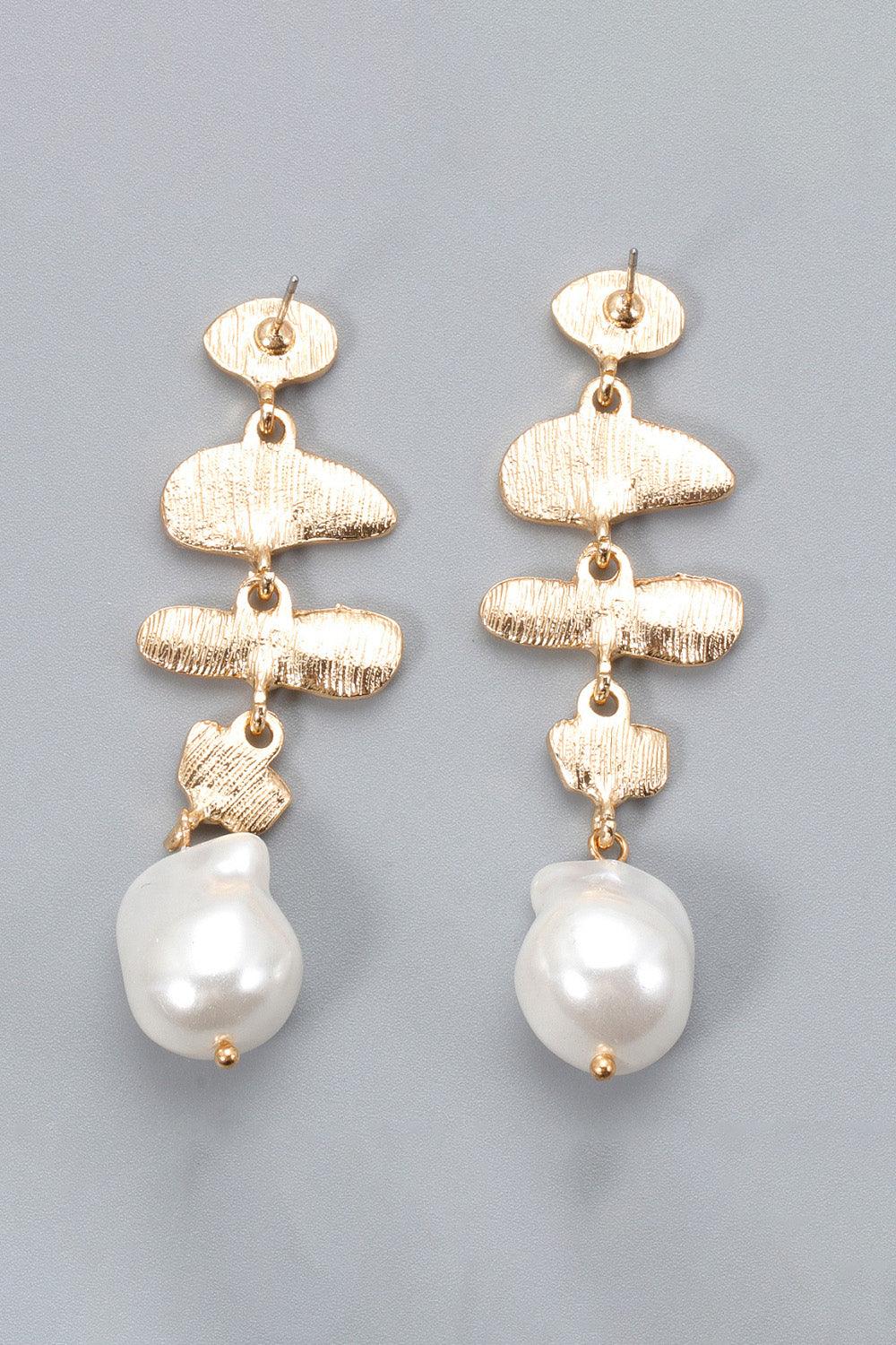Abnormal Shpae Zinc Alloy Synthetic Pearl Dangle Earrings - Crazy Like a Daisy Boutique #