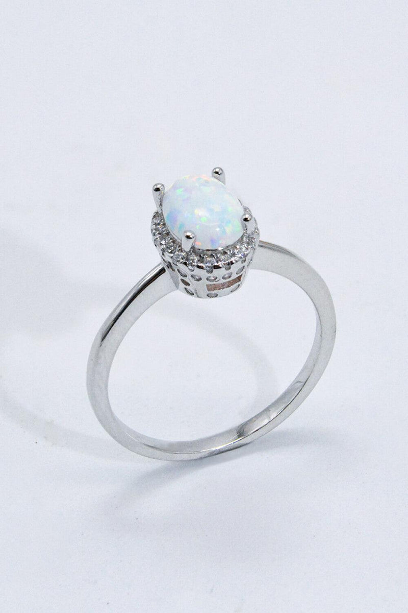 4-Prong Opal Ring 925 Sterling Silver - Crazy Like a Daisy Boutique