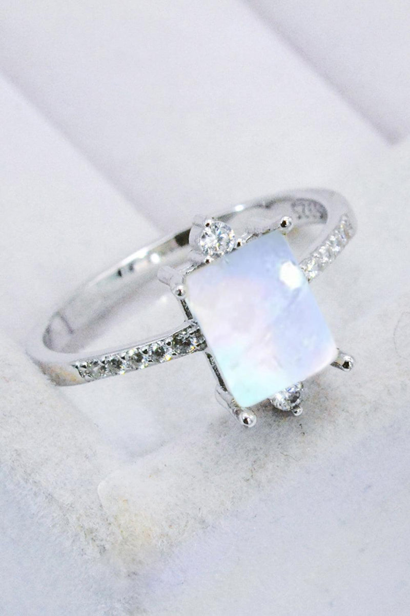 Square Moonstone Ring - 925 Sterling Silver - Crazy Like a Daisy Boutique