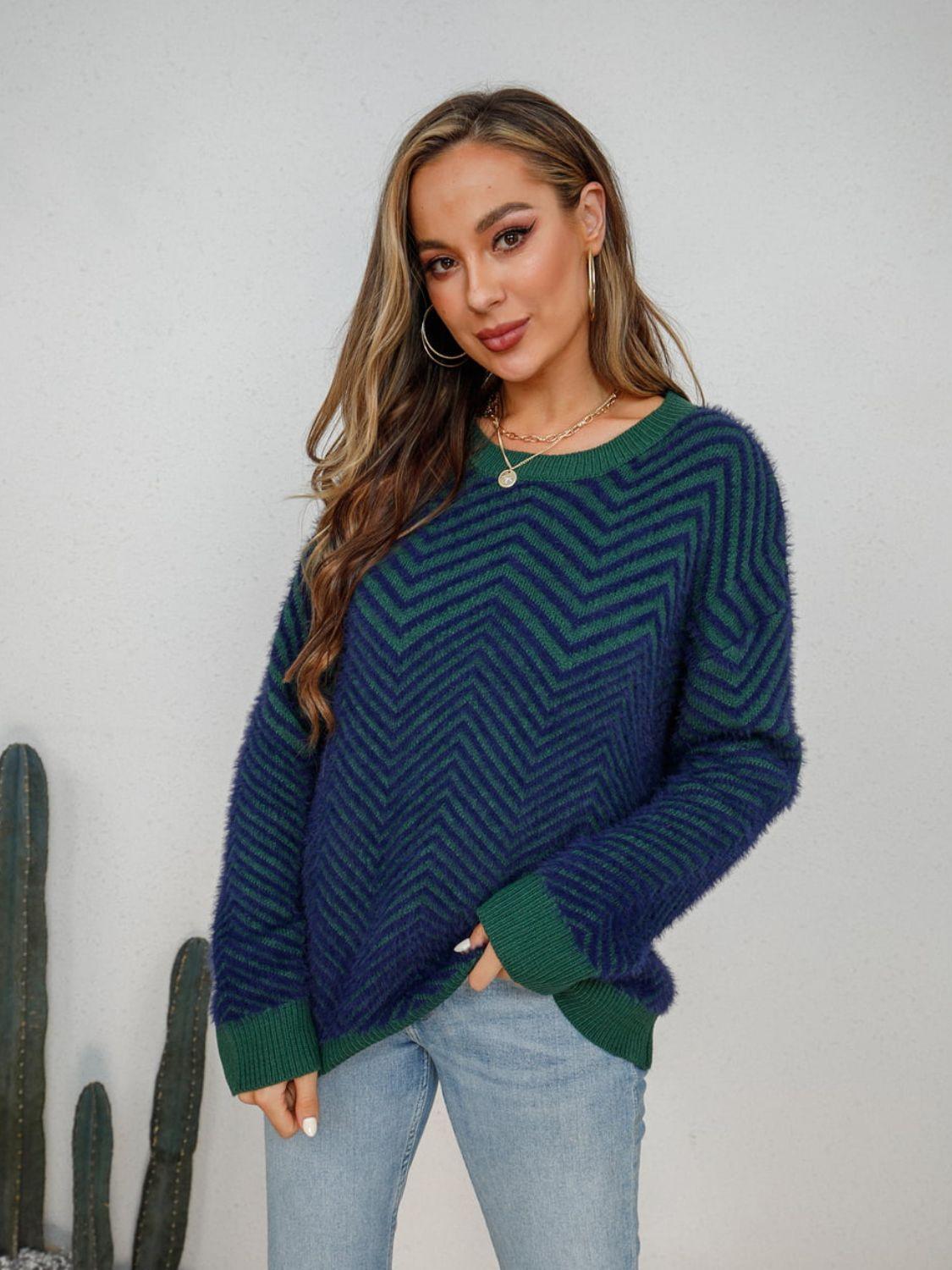 Round Neck Long Sleeve Sweater - Crazy Like a Daisy Boutique #