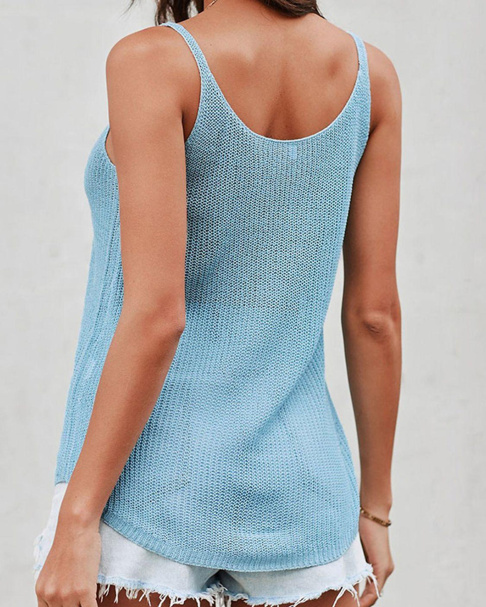 Waffle-knit Round Neck Cami - Crazy Like a Daisy Boutique