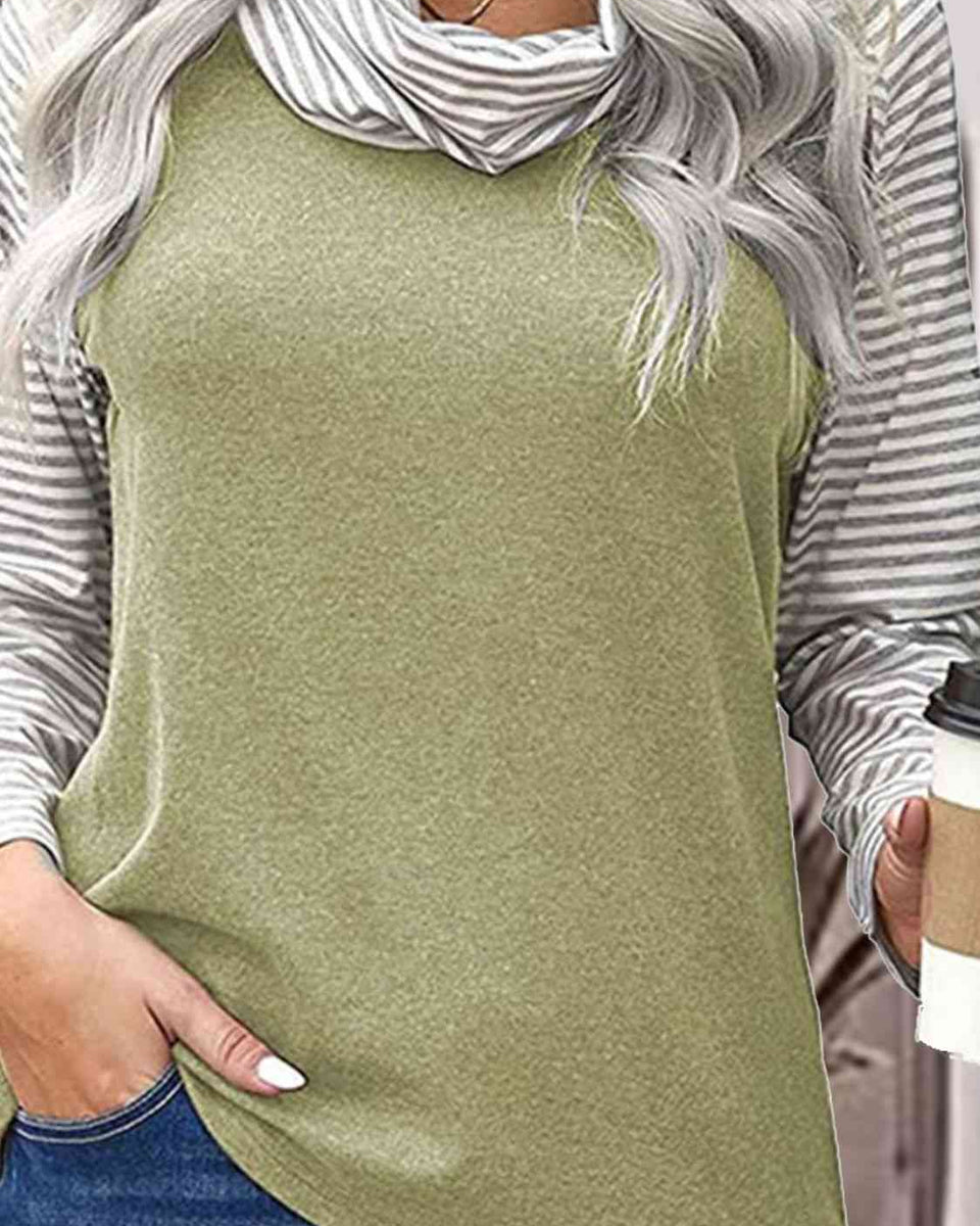 Striped Turtleneck Long Sleeve T-Shirt - Crazy Like a Daisy Boutique