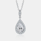 1.5 Carat Moissanite 925 Sterling Silver Teardrop Necklace - Crazy Like a Daisy Boutique #