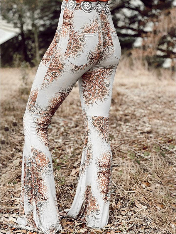 Printed Bodyline Flare Pants - Crazy Like a Daisy Boutique #