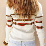 Striped Collared Neck Rib-Knit Top - Crazy Like a Daisy Boutique