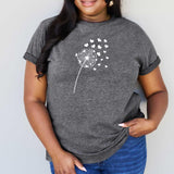 Simply Love Full Size Dandelion Heart Graphic Cotton T-Shirt - Crazy Like a Daisy Boutique #