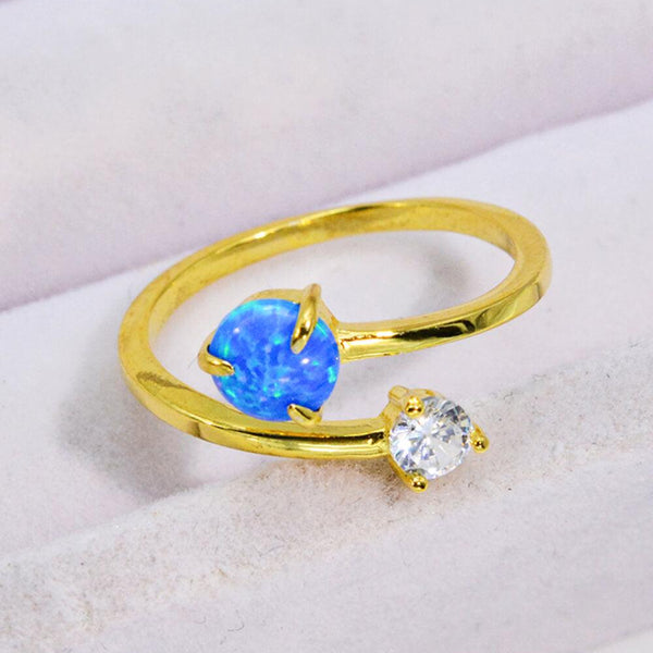 Blue Opal and Zircon Open Ring - Crazy Like a Daisy Boutique