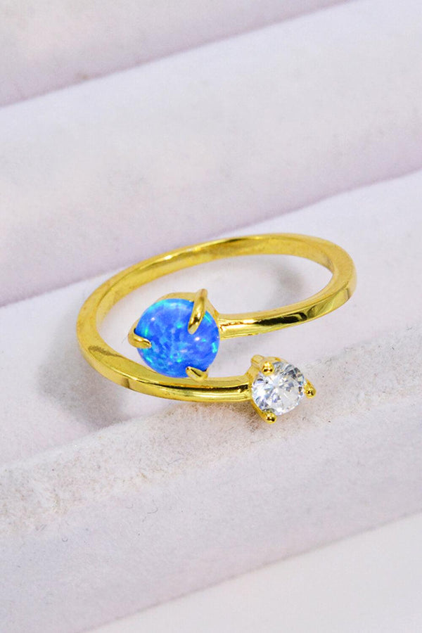 Blue Opal and Zircon Open Ring - Crazy Like a Daisy Boutique #