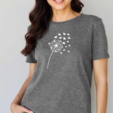 Simply Love Full Size Dandelion Heart Graphic Cotton T-Shirt - Crazy Like a Daisy Boutique