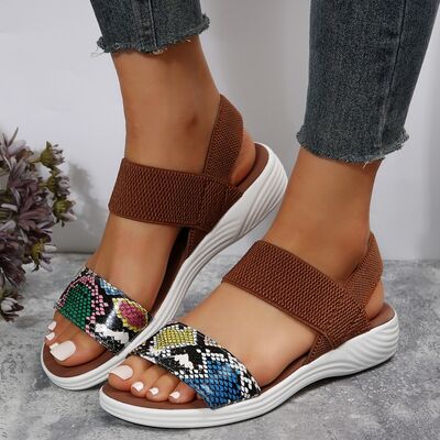 PU Leather Open Toe Low Heel Sandals - Crazy Like a Daisy Boutique #