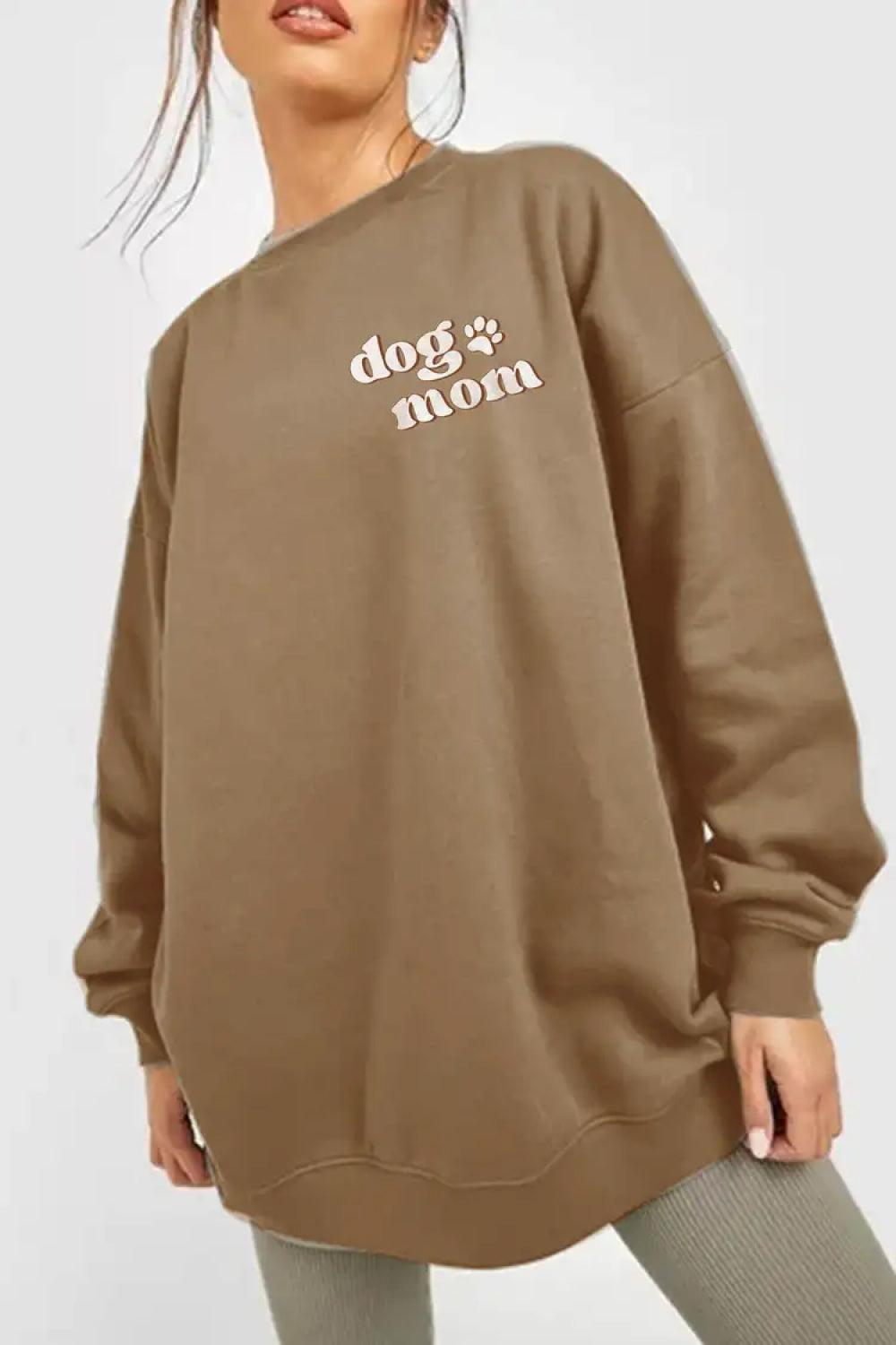 Simply Love Full Size Round Neck Dropped Shoulder DOG MOM Graphic Sweatshirt - Crazy Like a Daisy Boutique #