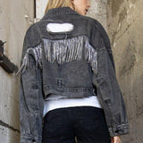 Cropped Collared Neck Dropped Shoulder Denim Jacket - Crazy Like a Daisy Boutique