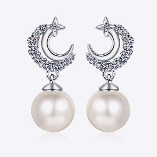 Moissanite Pearl Drop Earrings - Crazy Like a Daisy Boutique