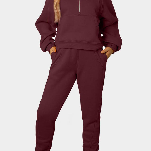 Half-Zip Sports Set with Pockets - Crazy Like a Daisy Boutique