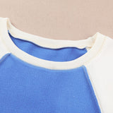 Round Neck Dropped Shoulder Color Block Sweatshirt - Crazy Like a Daisy Boutique #