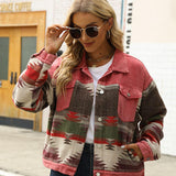 Printed Dropped Shoulder Long Sleeve Denim Jacket - Crazy Like a Daisy Boutique