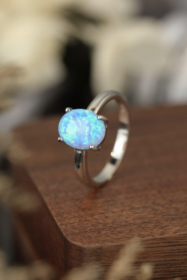 Opal Solitaire Ring 925 Sterling Silver - Crazy Like a Daisy Boutique #