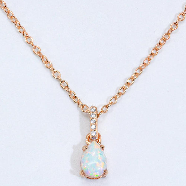 Opal Pendant 925 Sterling Silver Chain-Link Necklace - Crazy Like a Daisy Boutique