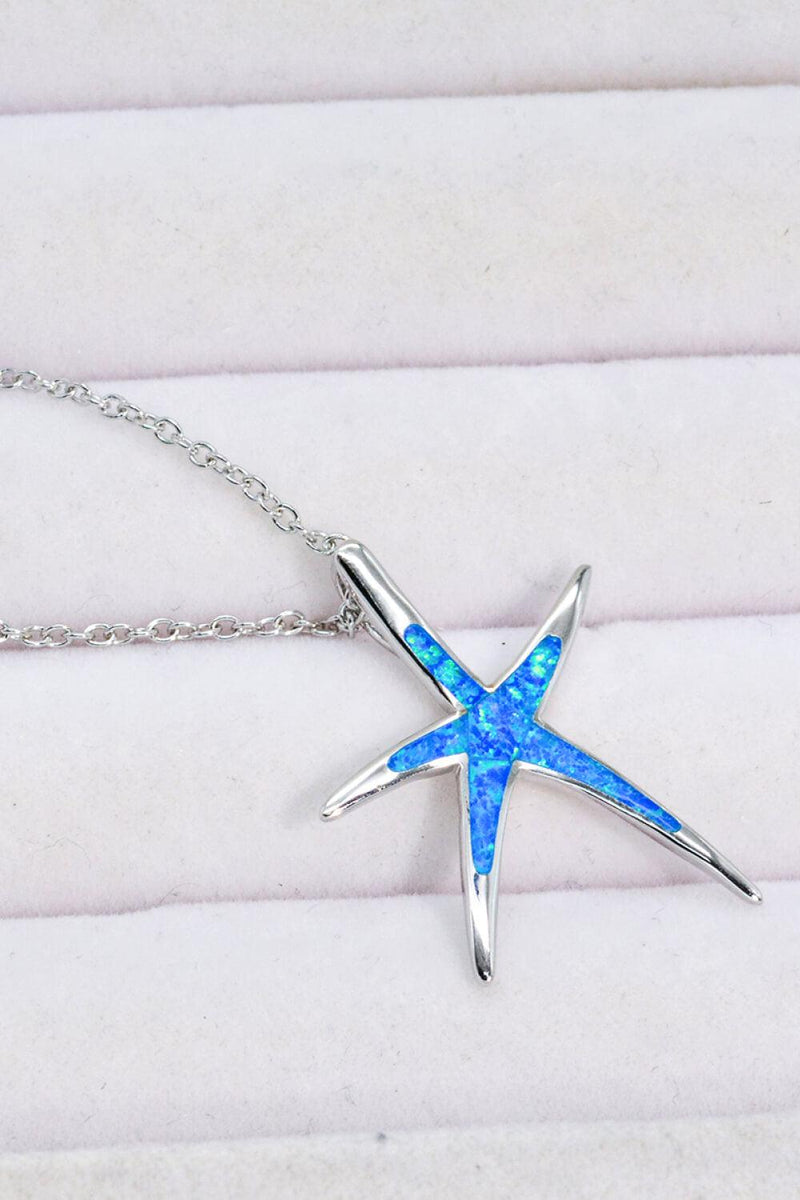 Blue Opal Starfish Pendant Necklace - Crazy Like a Daisy Boutique