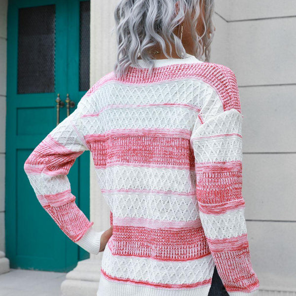 Two-Tone Slit Sweater - Crazy Like a Daisy Boutique