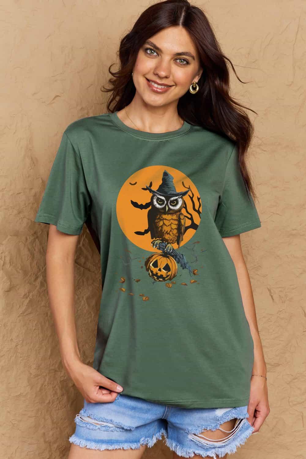 Simply Love Full Size Holloween Theme Graphic Cotton Tee - Crazy Like a Daisy Boutique #