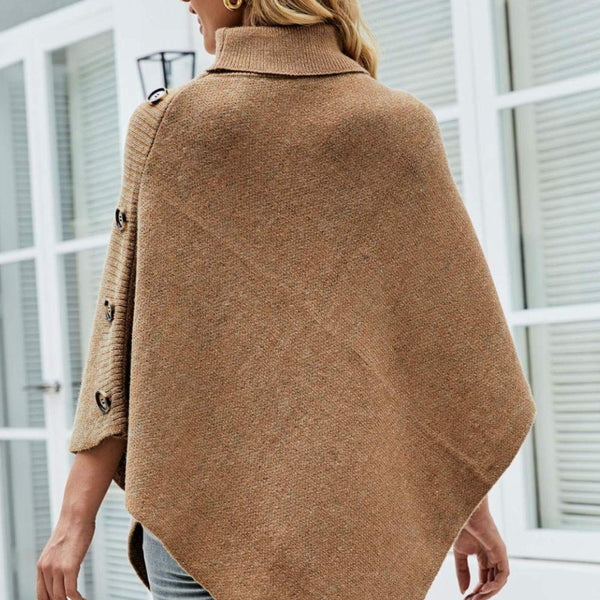 Turtleneck Buttoned Poncho - Crazy Like a Daisy Boutique #