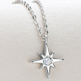 Moissanite North Star Pendant 925 Sterling Silver Necklace - Crazy Like a Daisy Boutique #