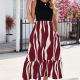 Striped Round Neck Sleeveless Midi Dress - Crazy Like a Daisy Boutique #
