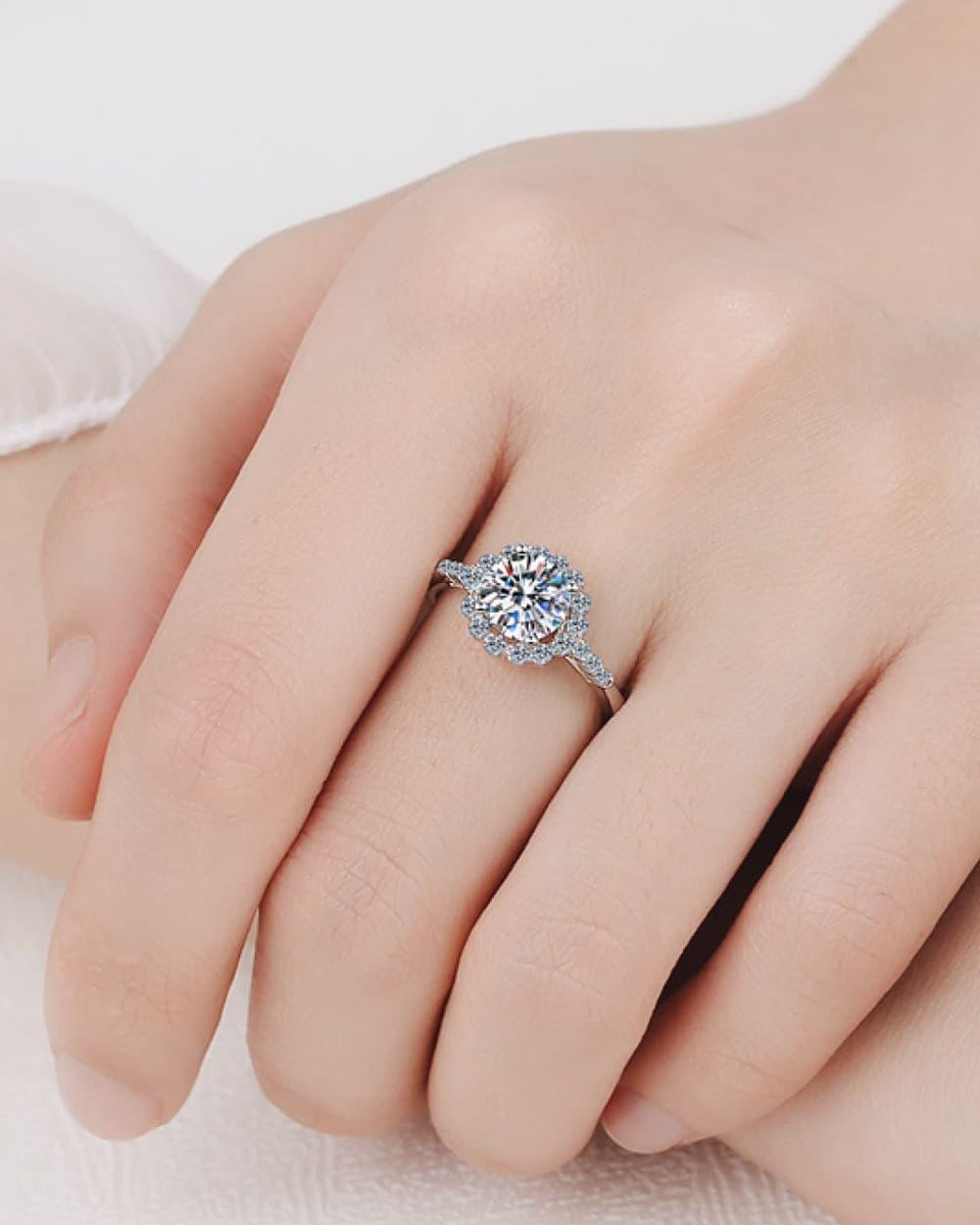 Moissanite Halo Ring 1 Carat - Crazy Like a Daisy Boutique