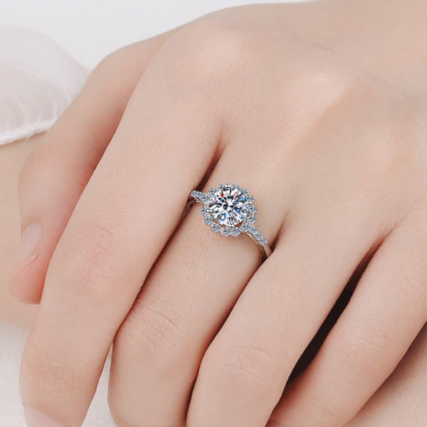 Moissanite Halo Ring 1 Carat - Crazy Like a Daisy Boutique #