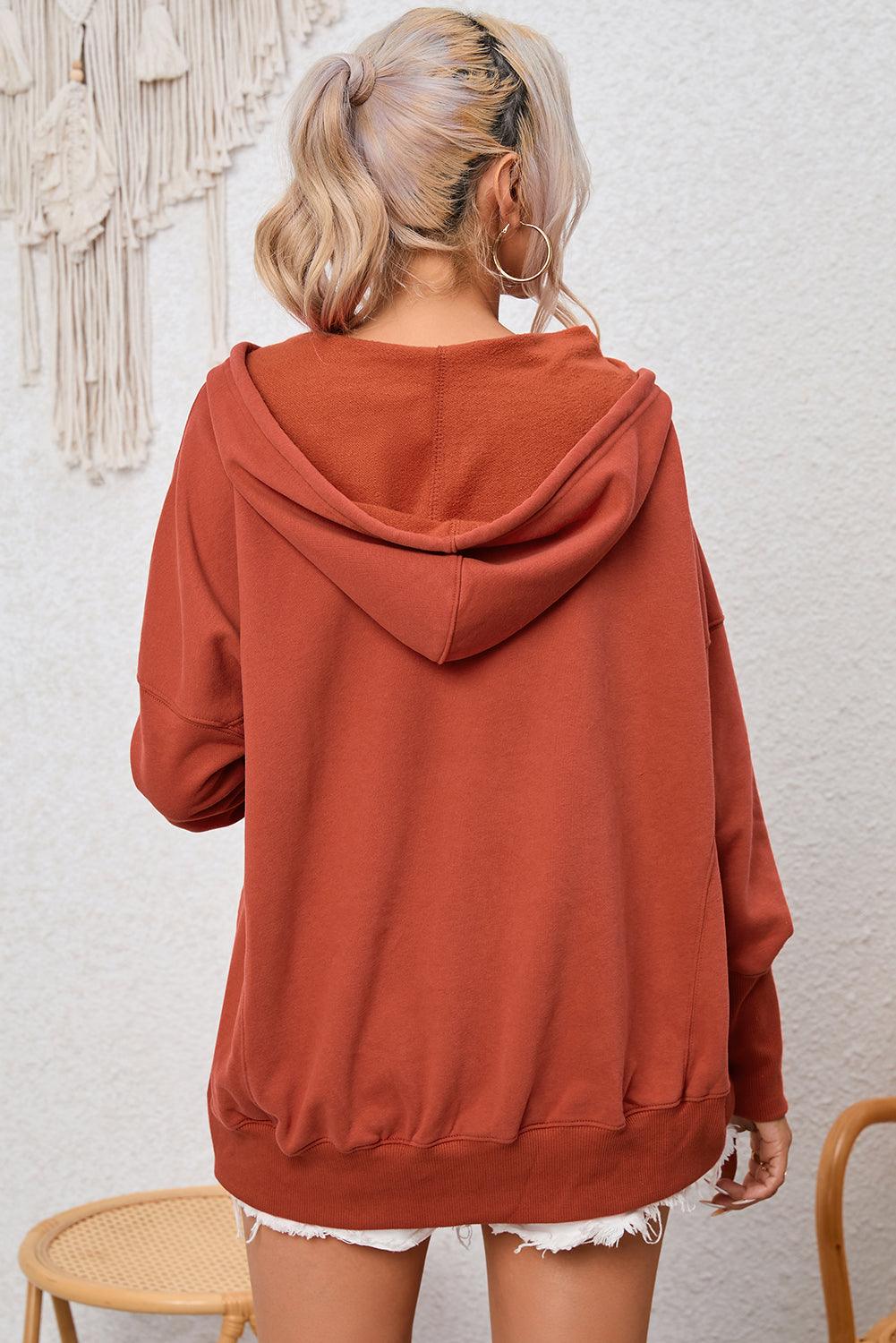 Dropped Shoulder Buttoned Hoodie - Crazy Like a Daisy Boutique #