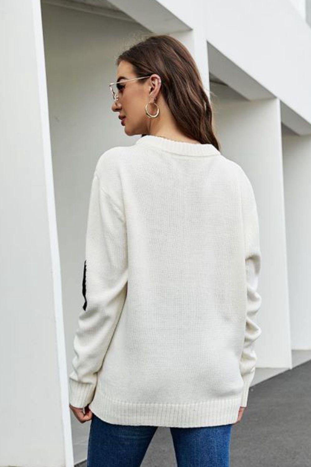Round Neck Dropped Shoulder Sweater - Crazy Like a Daisy Boutique