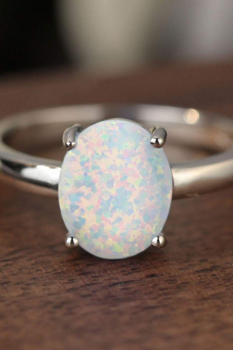 Opal Solitaire Ring 925 Sterling Silver - Crazy Like a Daisy Boutique