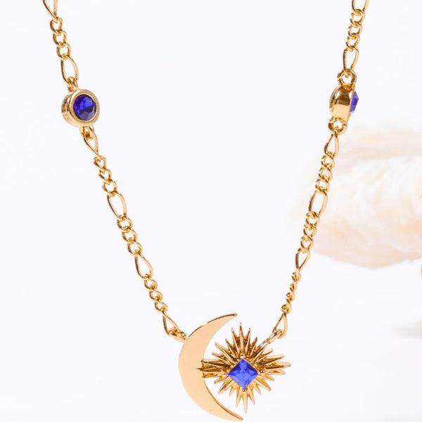 Moon & Star Shape Zircon Pendant Necklace - Crazy Like a Daisy Boutique #