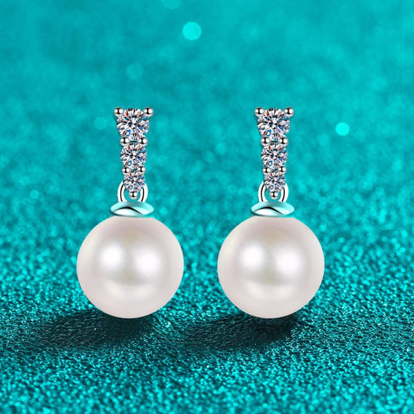Moissanite Pearl Drop Earrings - Crazy Like a Daisy Boutique