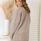 Star Pattern Open Front Cardigan with Pockets - Crazy Like a Daisy Boutique