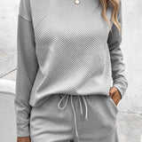 Ribbed Drop Shoulder Sweatshirt and Shorts Set - Crazy Like a Daisy Boutique