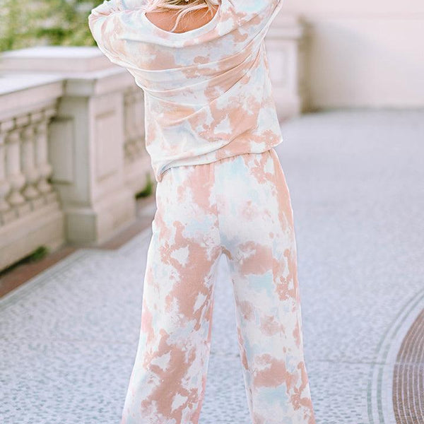 Printed Long Sleeve Top and Wide Leg Pants Lounge Set - Crazy Like a Daisy Boutique