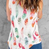 Feather Print Round Neck Tank - Crazy Like a Daisy Boutique