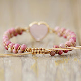 Rose Quartz Heart Beaded Bracelet - Crazy Like a Daisy Boutique #