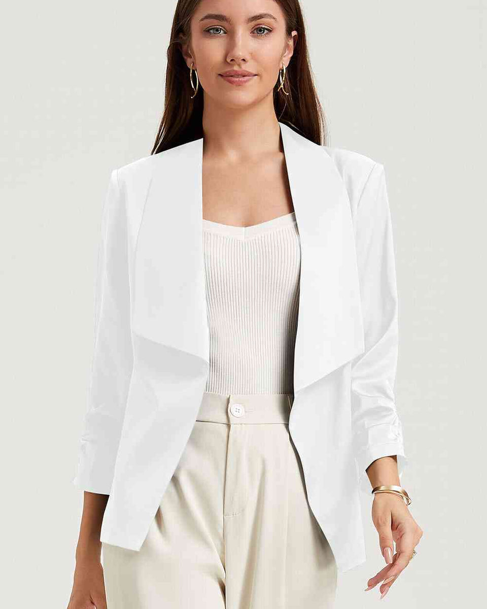 Ruched Open Front Blazer
