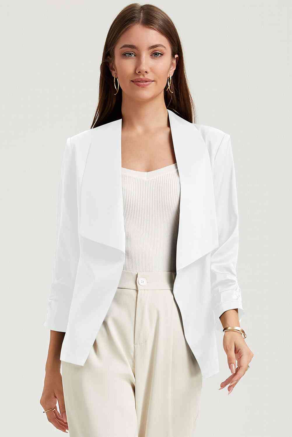 Ruched Open Front Blazer - Crazy Like a Daisy Boutique #