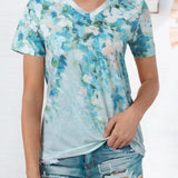 Floral V-Neck Short Sleeve Tee - Crazy Like a Daisy Boutique