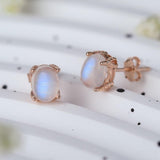 High Quality Natural Moonstone 925 Sterling Silver Stud Earrings - Crazy Like a Daisy Boutique