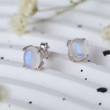 High Quality Natural Moonstone 925 Sterling Silver Stud Earrings - Crazy Like a Daisy Boutique