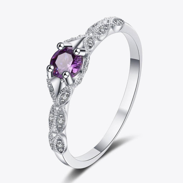Inlaid Amethyst 4-Prong Ring - Crazy Like a Daisy Boutique #