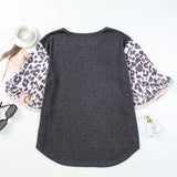 Leopard Flounce Sleeve Round Neck Top - Crazy Like a Daisy Boutique