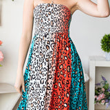 Leopard Print Smocked Strapless Dress - Crazy Like a Daisy Boutique