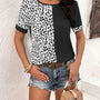 Leopard Round Neck Short Sleeve Tee - Crazy Like a Daisy Boutique #