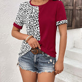 Leopard Round Neck Short Sleeve Tee - Crazy Like a Daisy Boutique